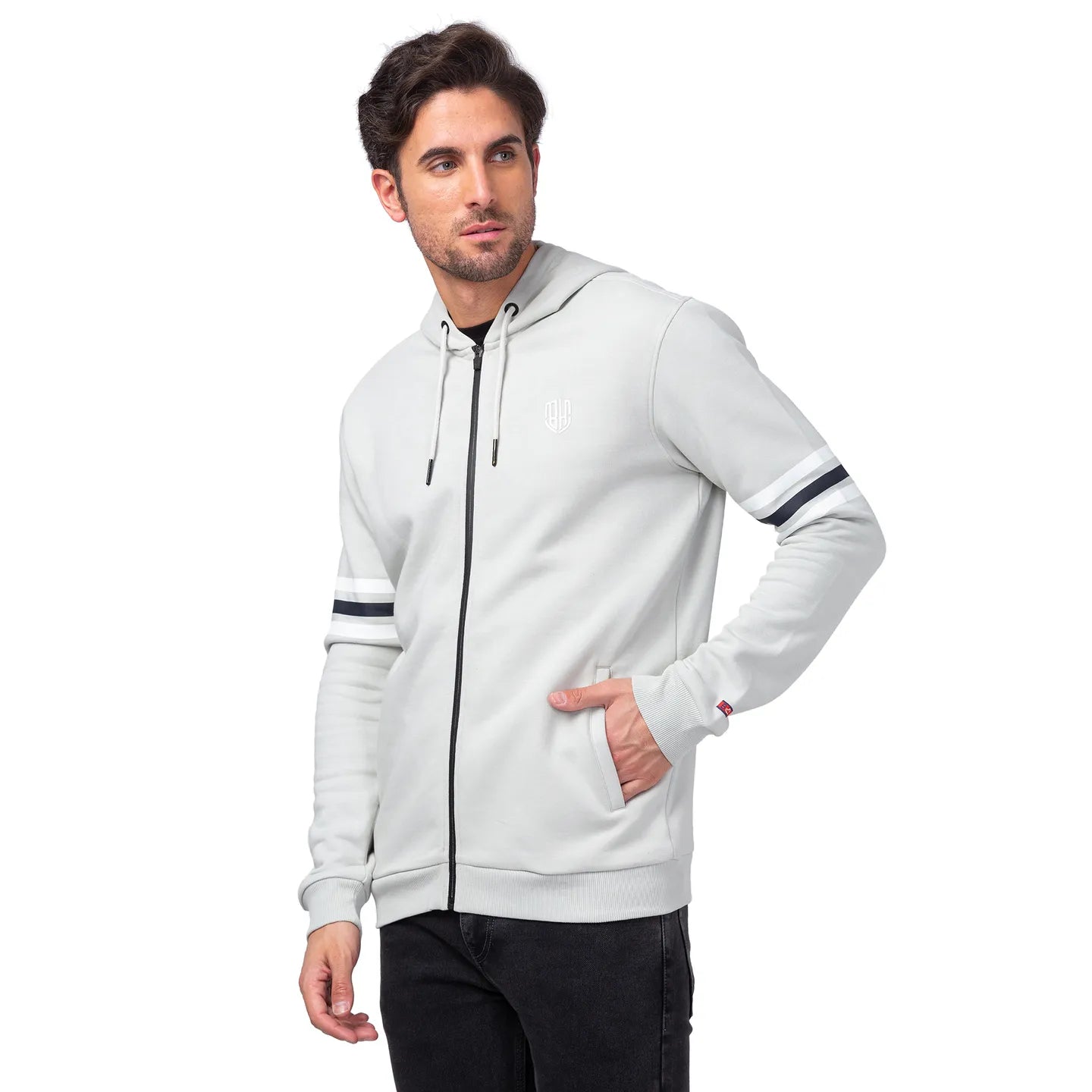 Being Human Clothing Men Regular Fit Hooded Hoody-Lt.Grey