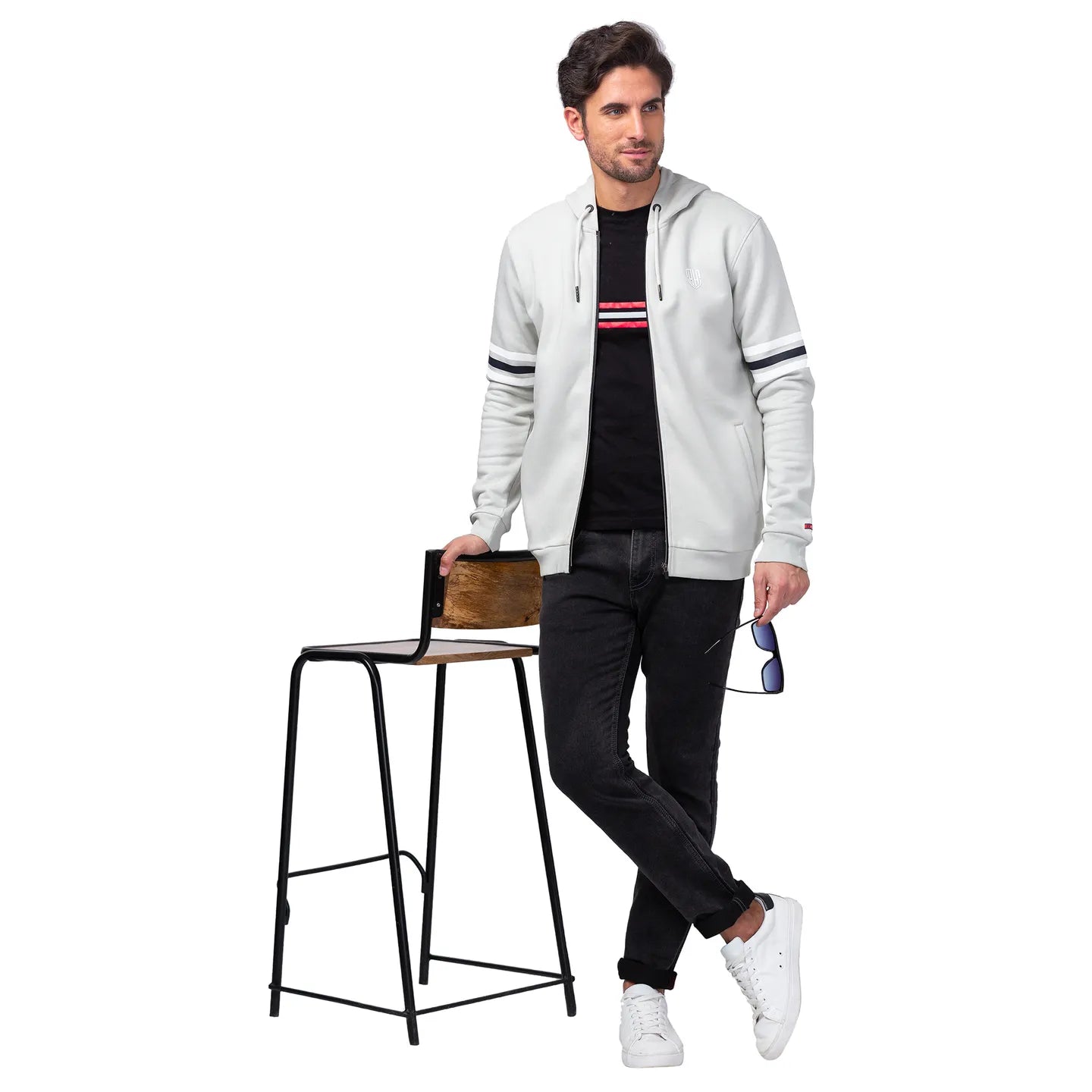 Being Human Clothing Men Regular Fit Hooded Hoody-Lt.Grey