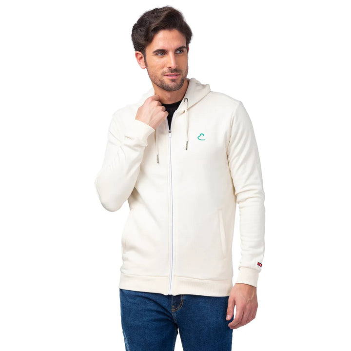 Beige Regular Fit  Long Sleeves Cotton Men's Hoodie by Being Human Clothing