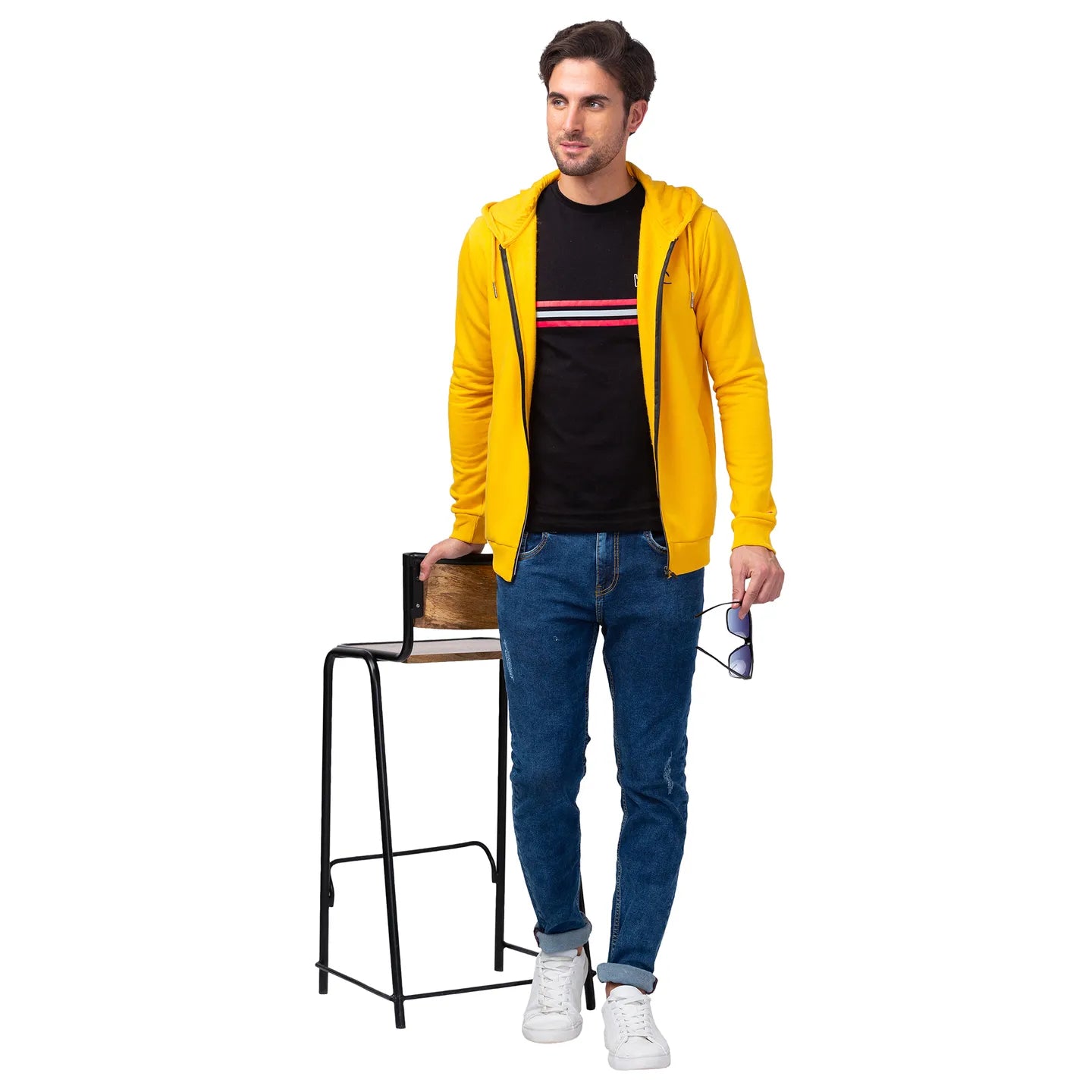 Being Human Clothing Men Regular Fit Hooded Hoody-Yellow