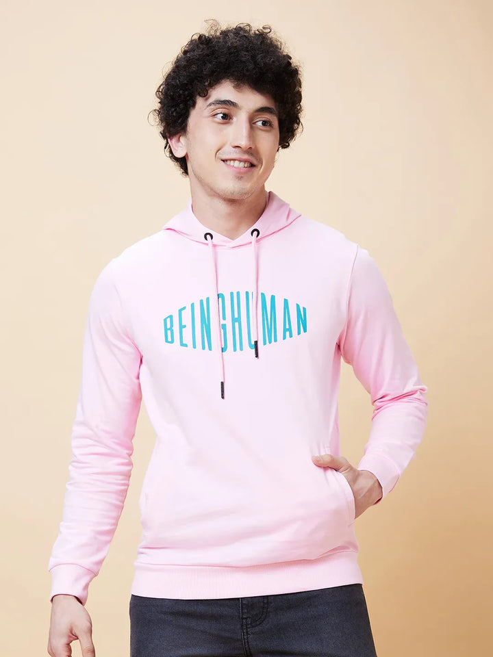Pink Regular Fit Men's Hoodie by Being Human Clothing