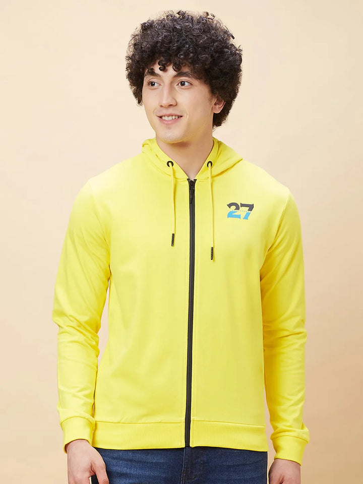 Yellow Regular Fit  Long Sleeves Men's Hoodie by Being Human Clothing