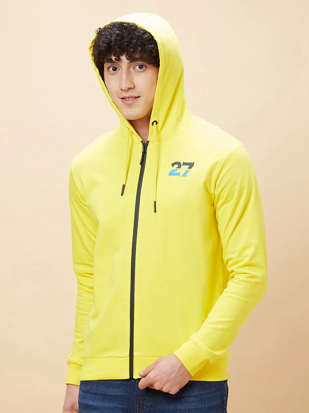 Yellow Regular Fit  Long Sleeves Men's Hoodie by Being Human Clothing