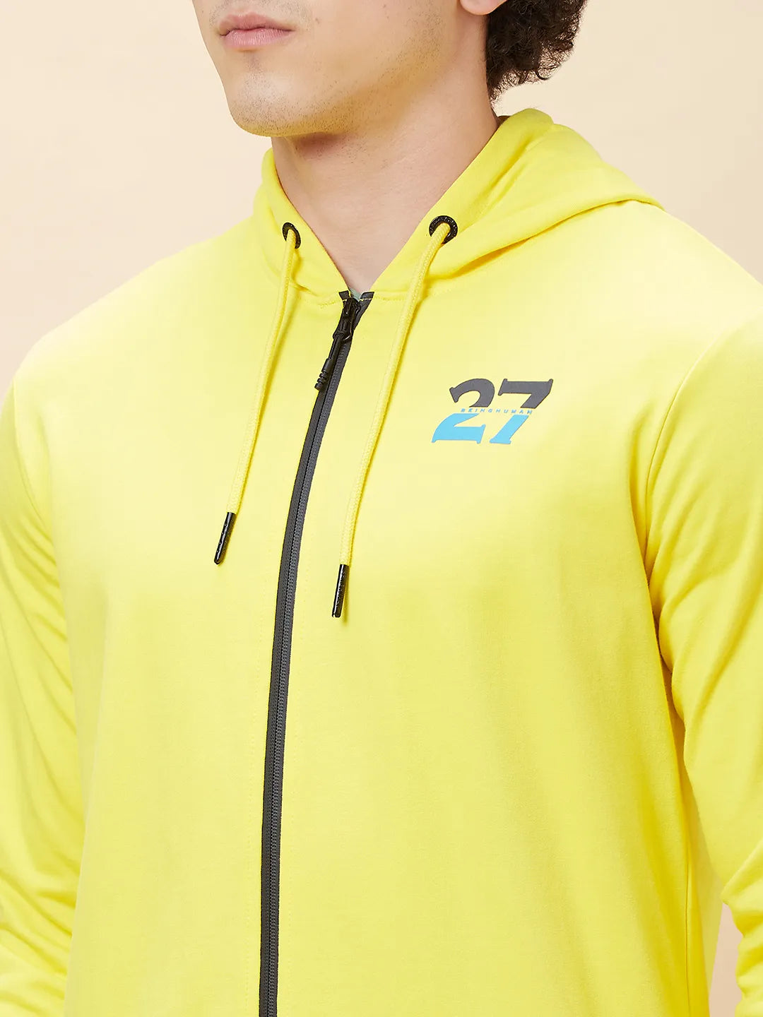 Yellow Regular Fit  Long Sleeves Men's Hoodie by Being Human Clothing