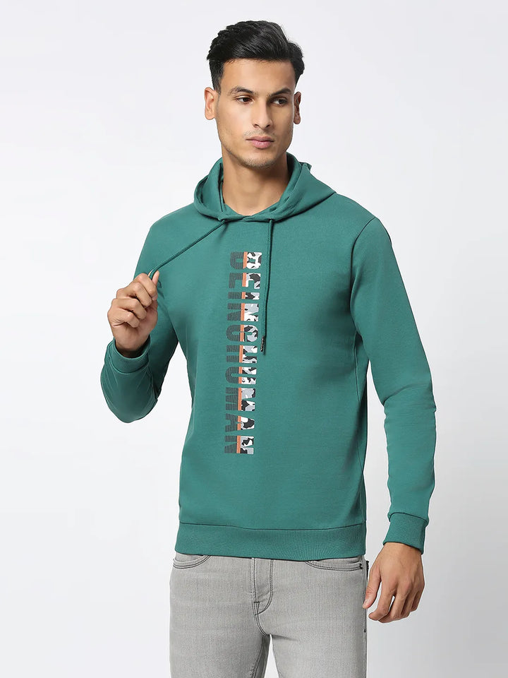 Green Regular Fit  Long Sleeves Men's Hoodie by Being Human Clothing