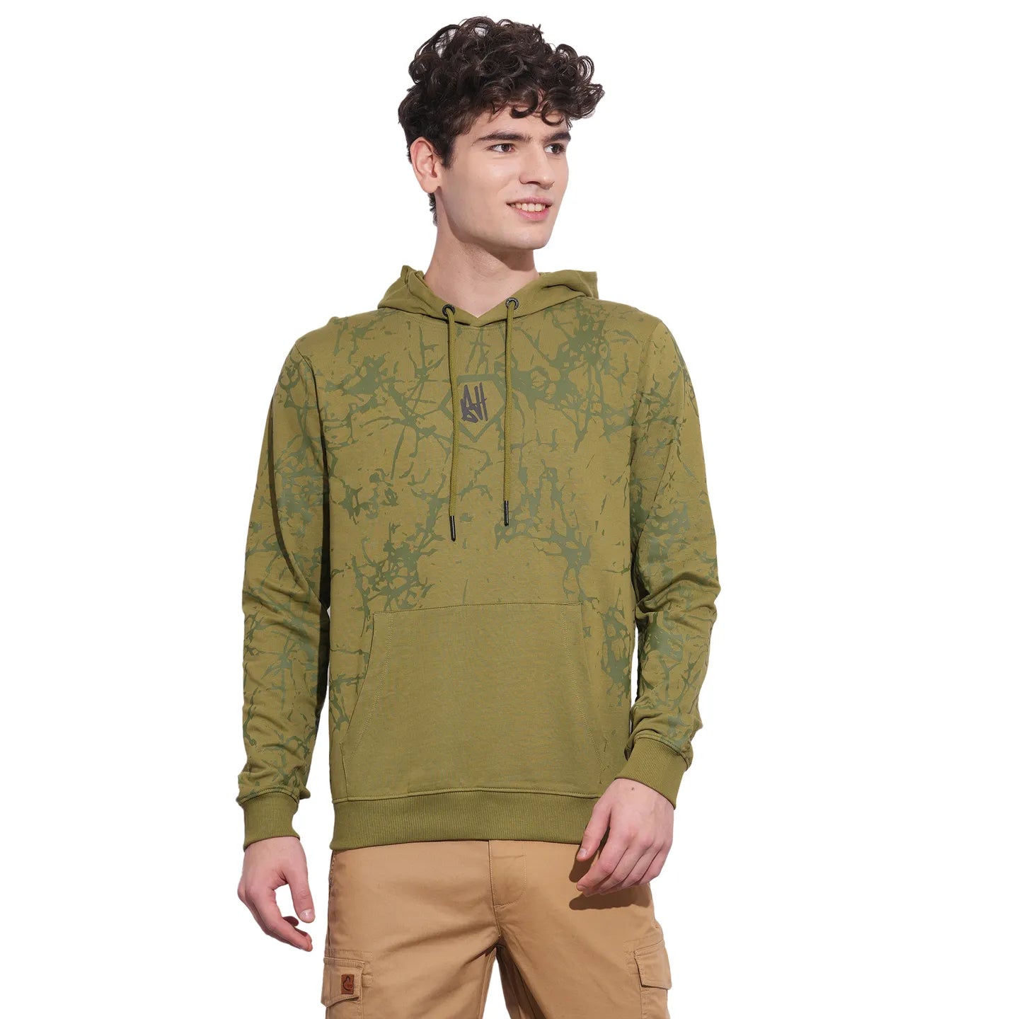 Green Regular Fit  Long Sleeves Men's Hoodie by Being Human Clothing
