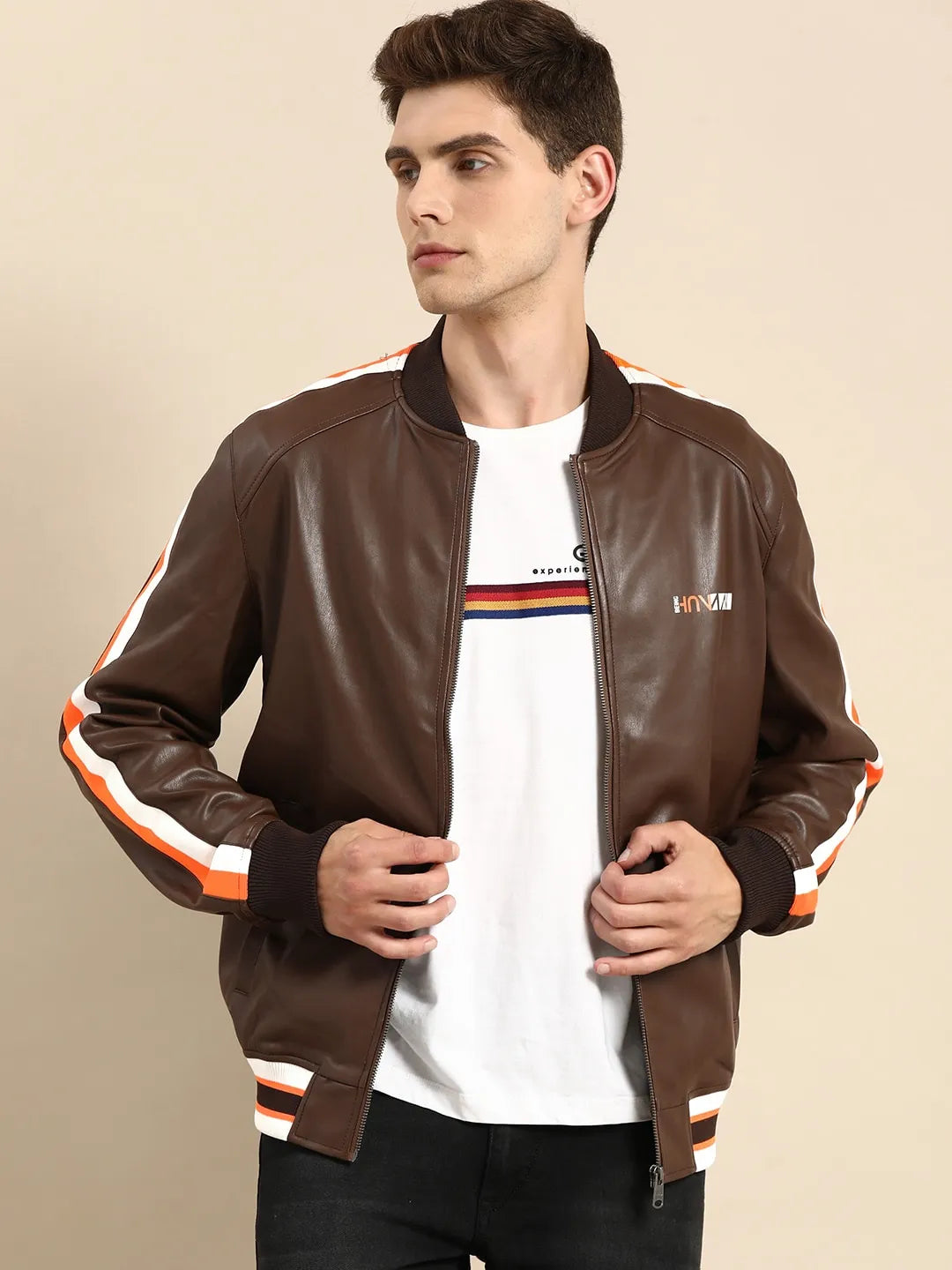 Brown Regular Fit Long Sleeves Cotton Men's Jacket by Being Human Clothing