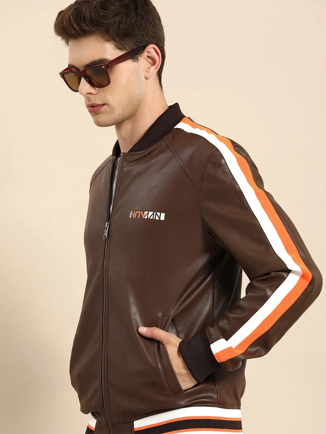Brown Regular Fit Long Sleeves Cotton Men's Jacket by Being Human Clothing