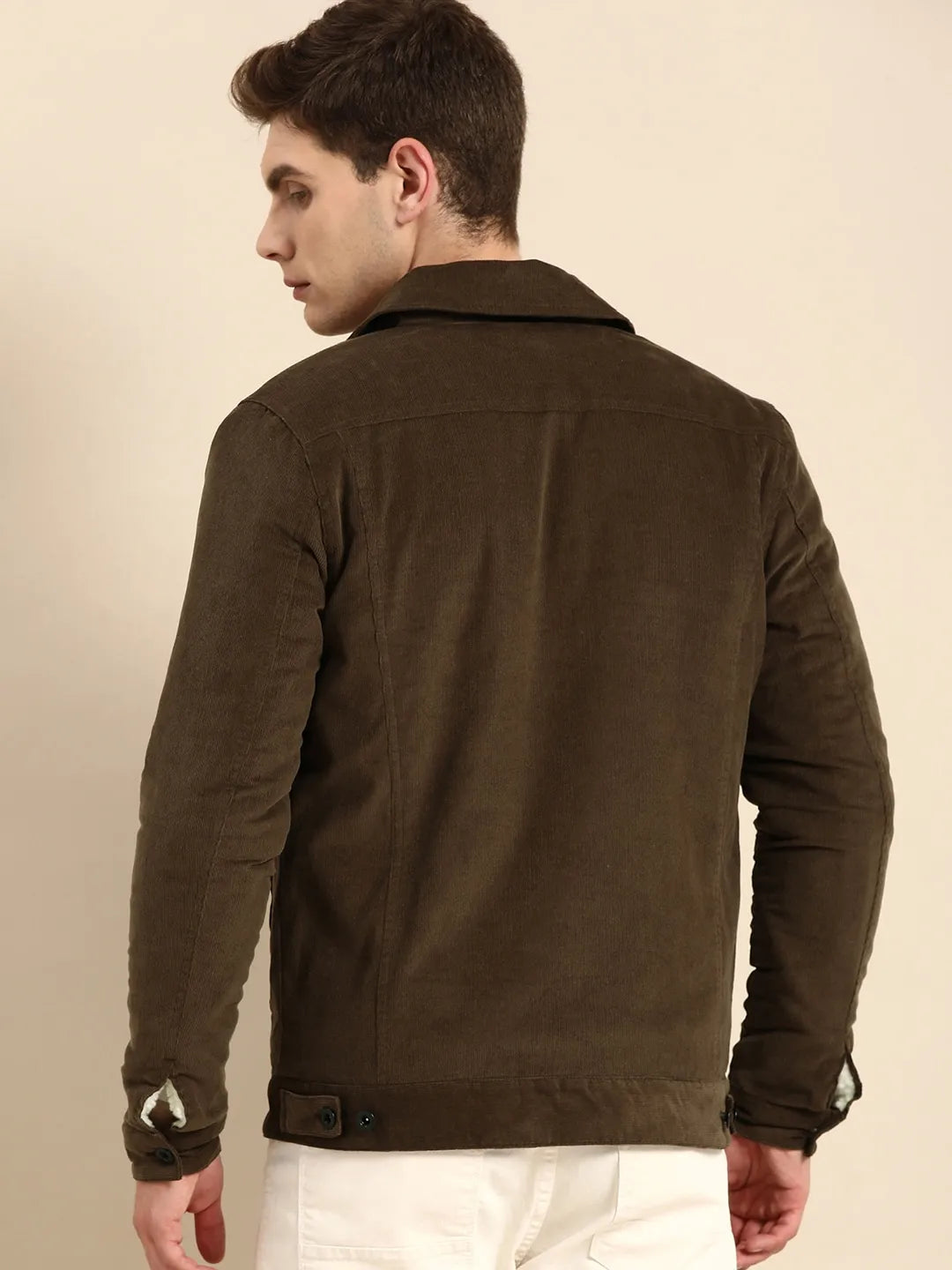 Brown Regular Fit Long Sleeves Cotton Men's Jacket by Being Human Clothing
