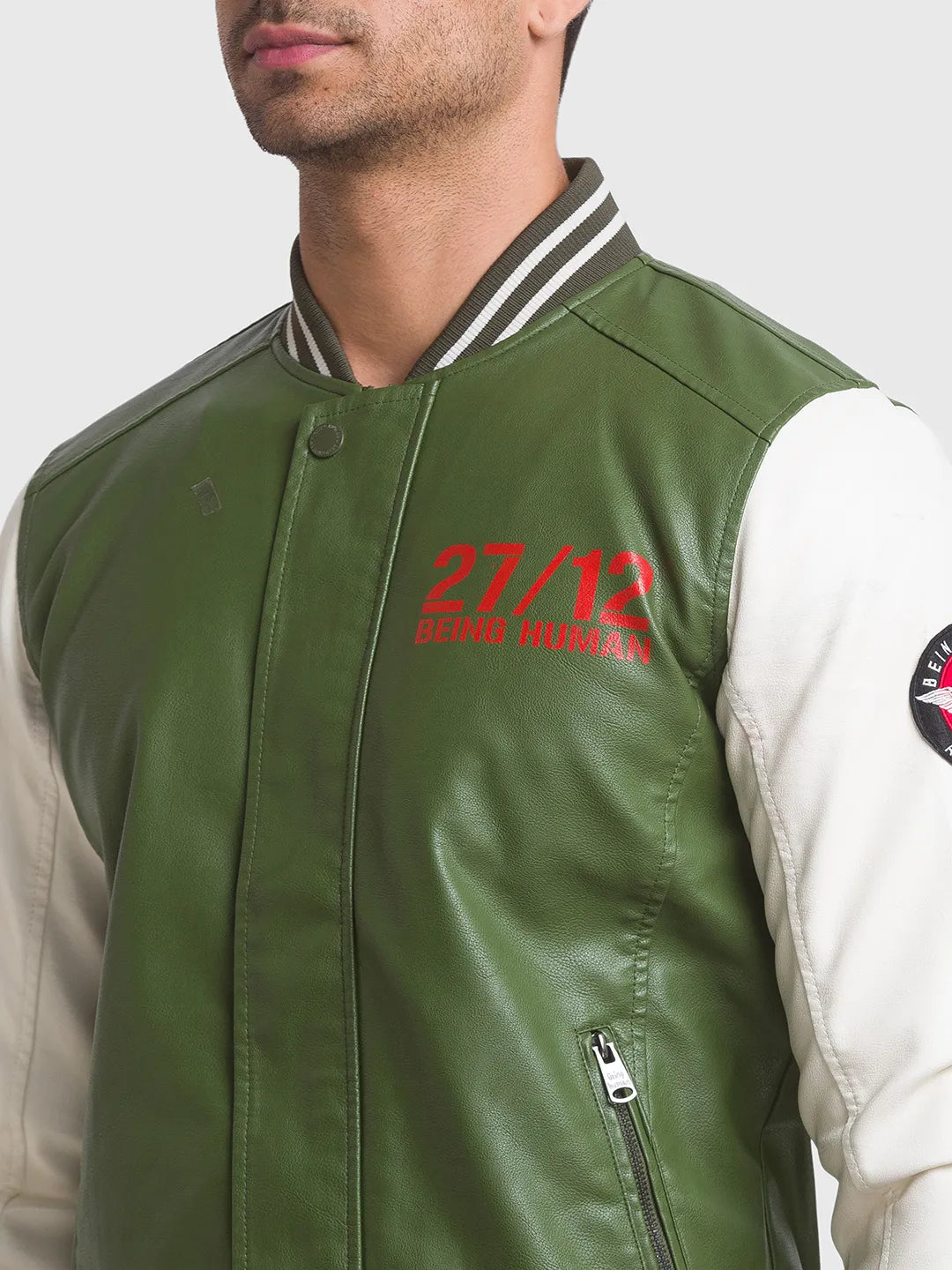 Green Regular Fit Long Sleeves Polyester Men's Jacket by Being Human Clothing