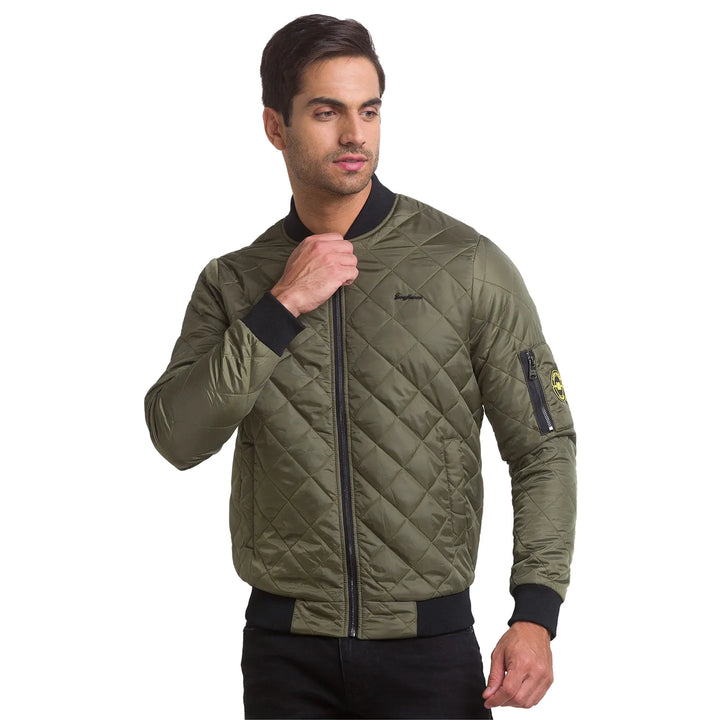 Green Regular Fit Long Sleeves Polyester Men's Jacket by Being Human Clothing