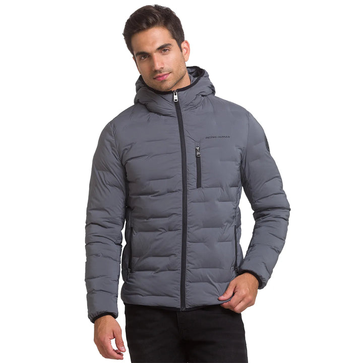Grey Regular Fit Long Sleeves Polyester Men's Jacket