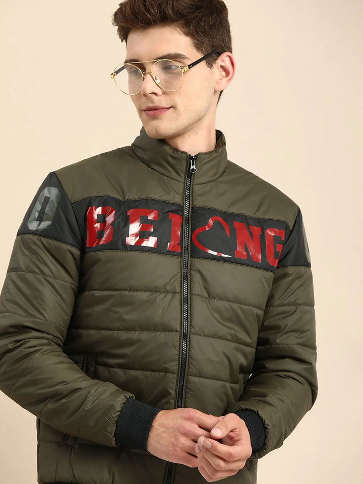 Olive Regular Fit Long Sleeves Men's Jacket