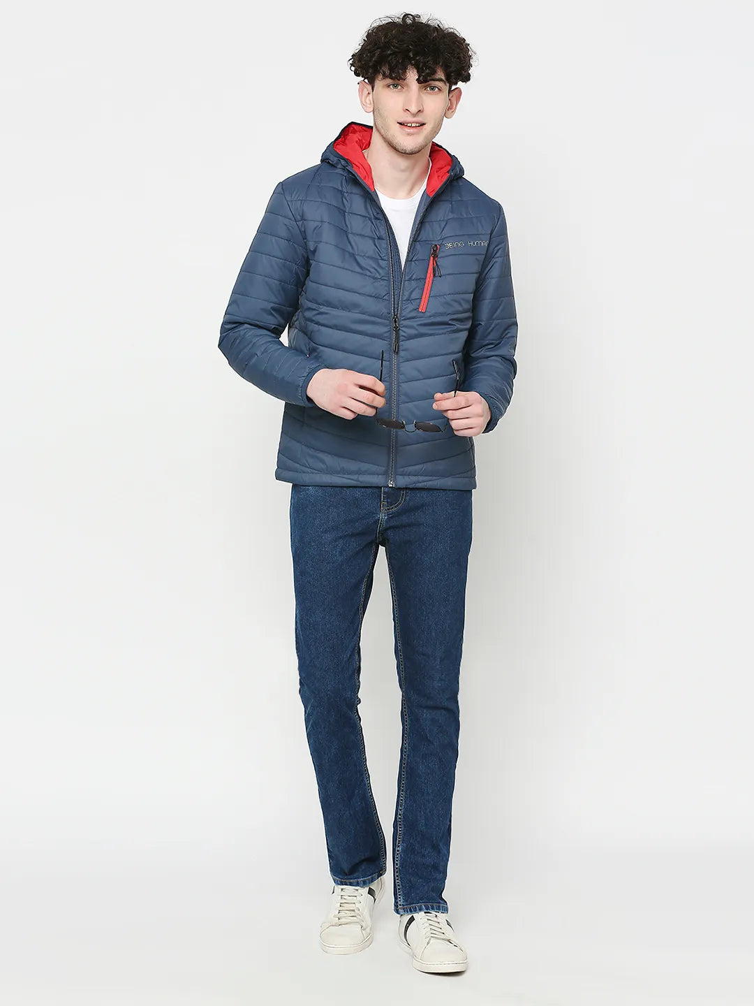 Blue Regular Fit Long Sleeves Men's Jacket by Being Human Clothing