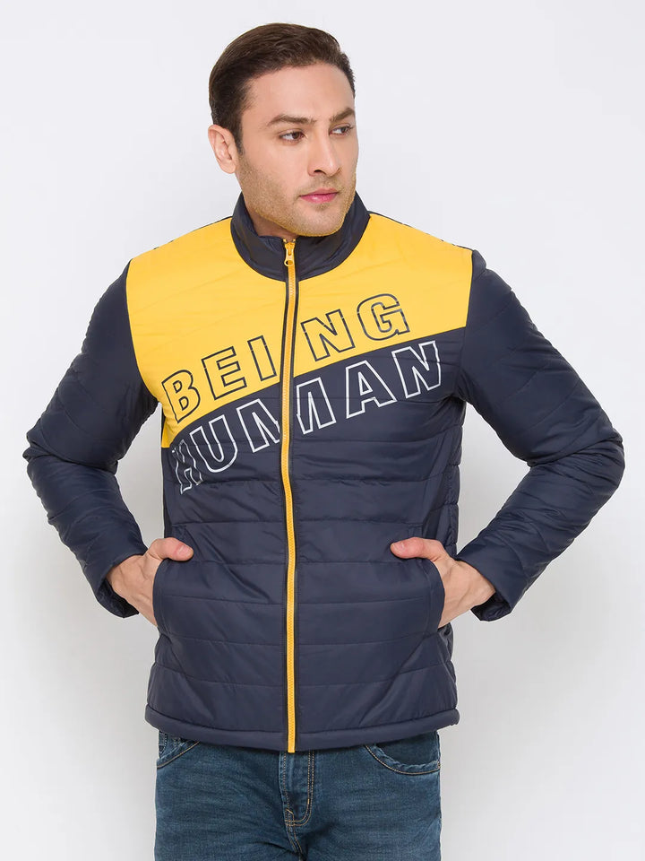 Blue Regular Fit Long Sleeves Cotton Men's Jacket by Being Human Clothing