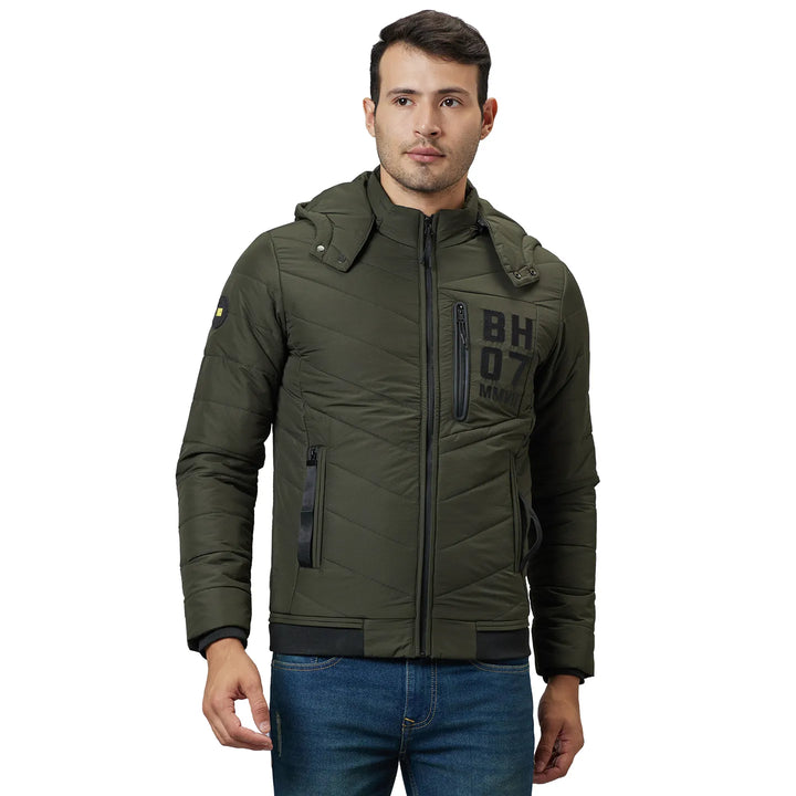 Green Regular Fit Long Sleeves Men's Jacket