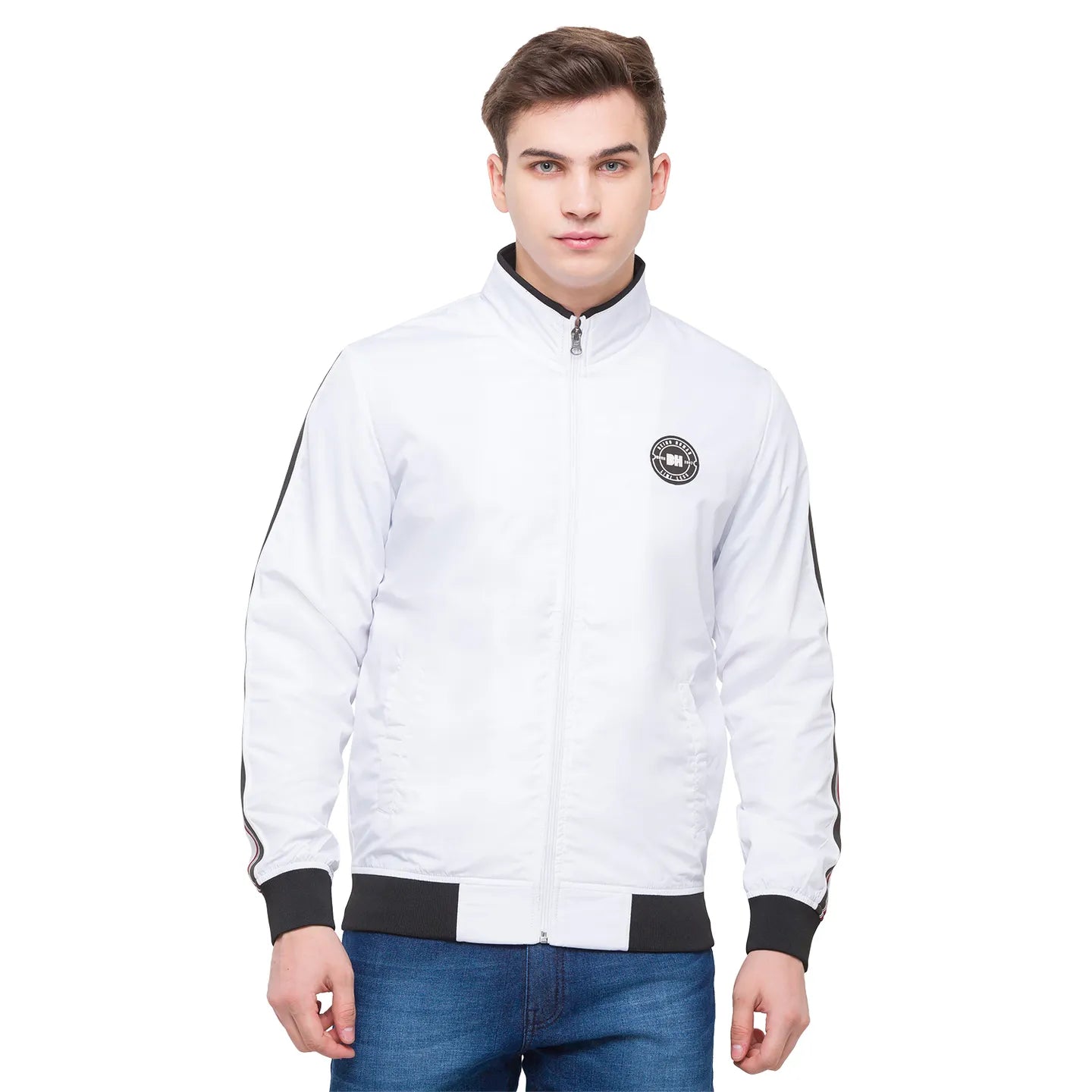 White Regular Fit Long Sleeves Polyester Men's Jacket by Being Human Clothing