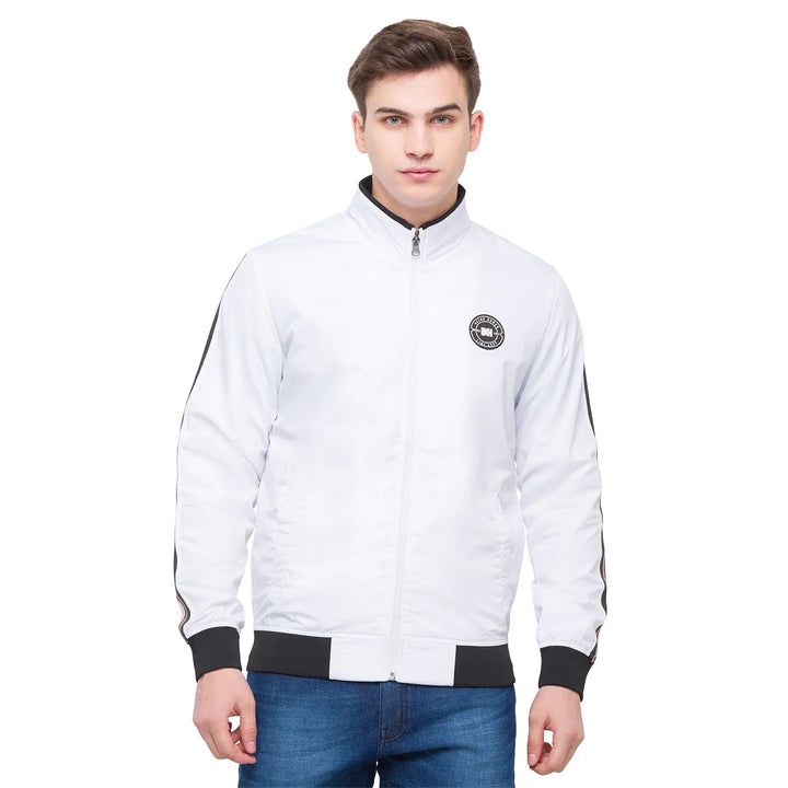 White Regular Fit Long Sleeves Polyester Men's Jacket