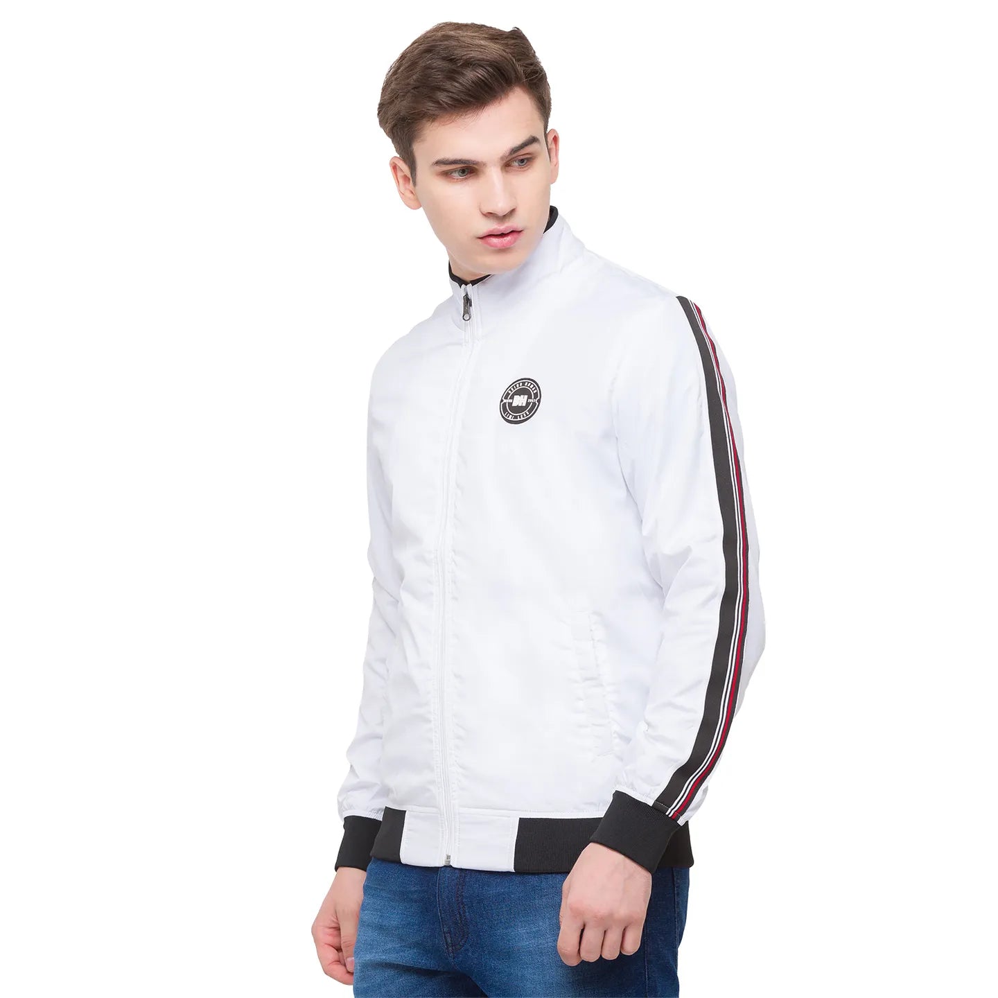 White Regular Fit Long Sleeves Polyester Men's Jacket by Being Human Clothing
