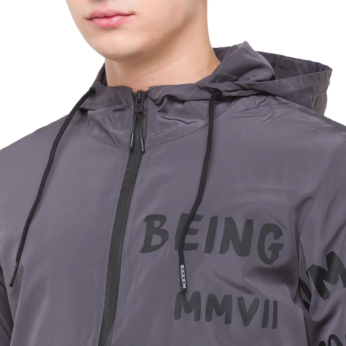 Being Human Clothing Men Regular Fit Collared Jackets-Charcoal