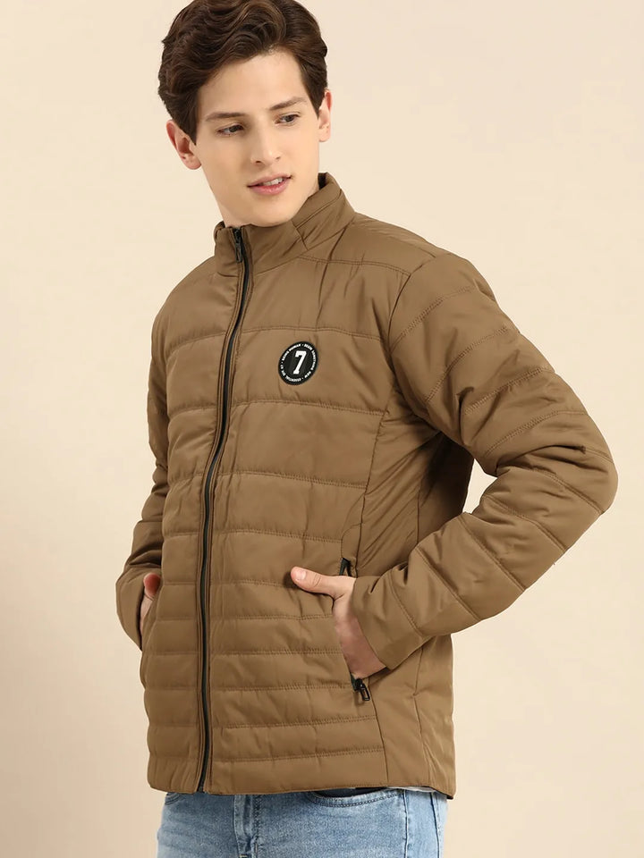Brown Regular Fit Long Sleeves Cotton Men's Jacket