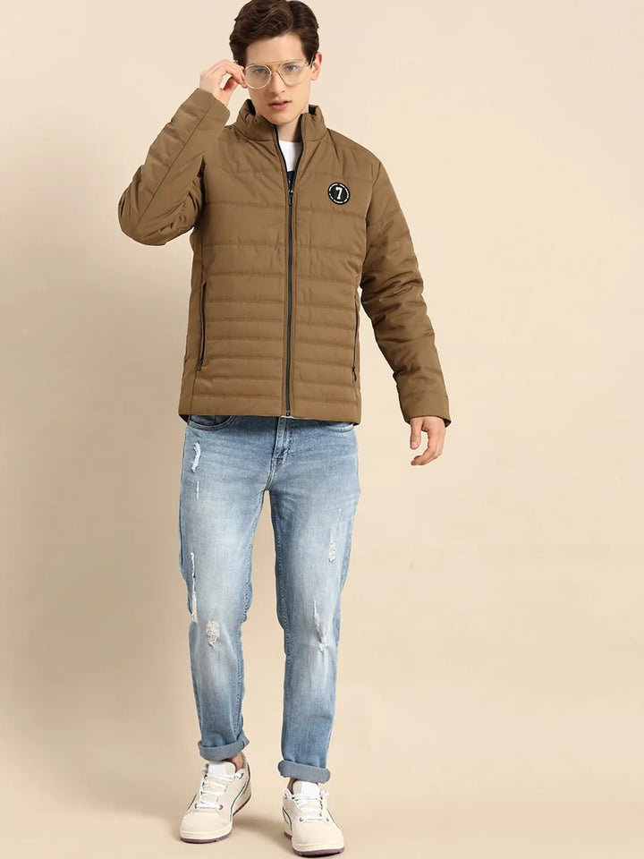 Brown Regular Fit Long Sleeves Cotton Men's Jacket