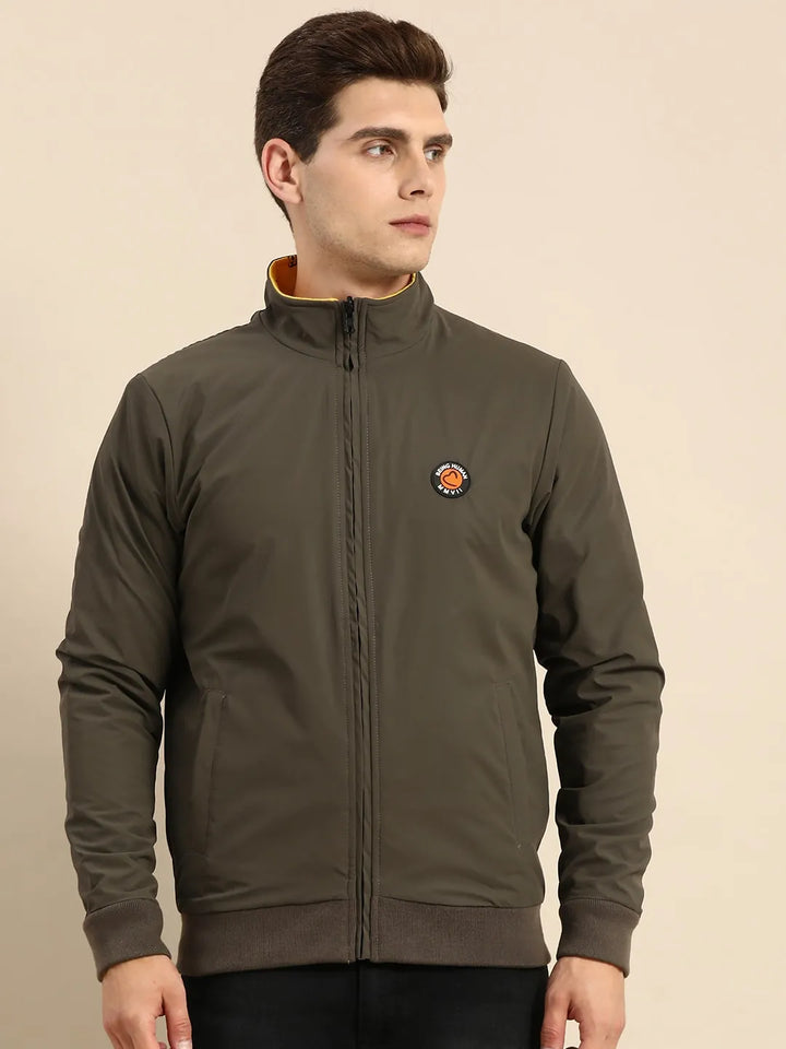 Green Regular Fit Men's Reversible Jacket