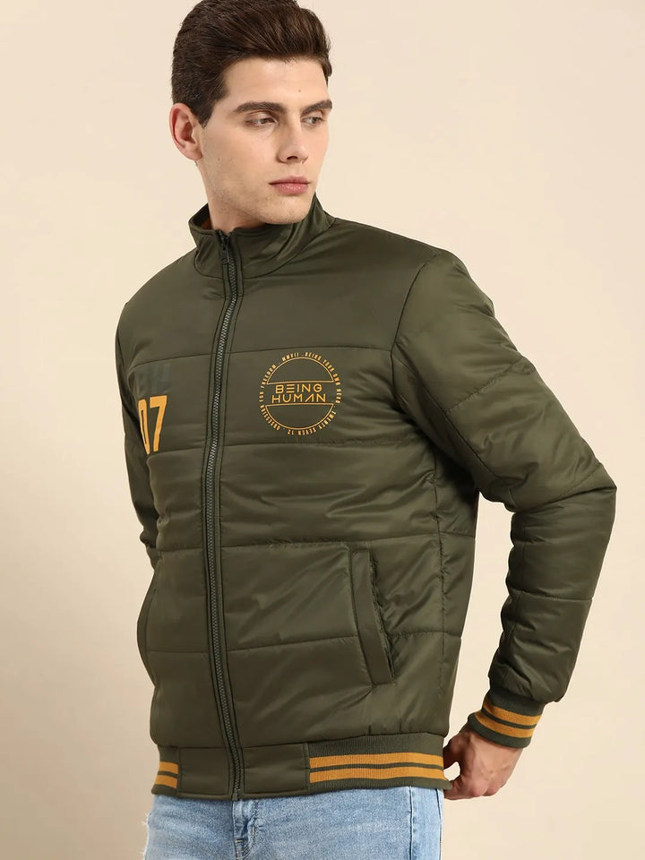 Olive Regular Fit Long Sleeves Men's Jacket