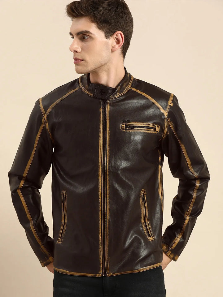 Brown Regular Fit Long Sleeves Men's Jacket