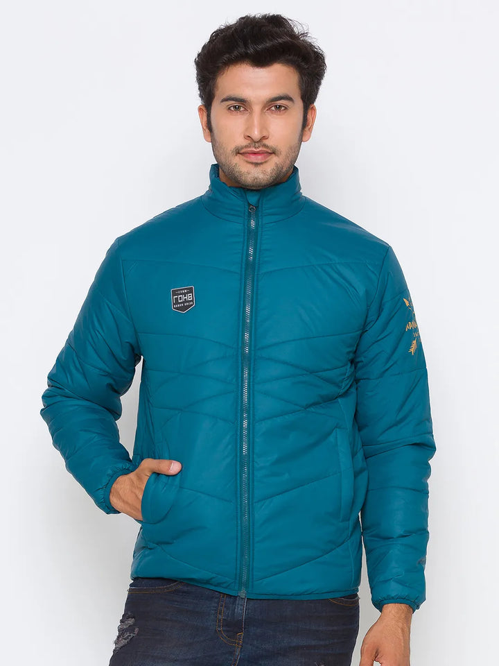 Blue Regular Fit Long Sleeves Cotton Men's Jacket