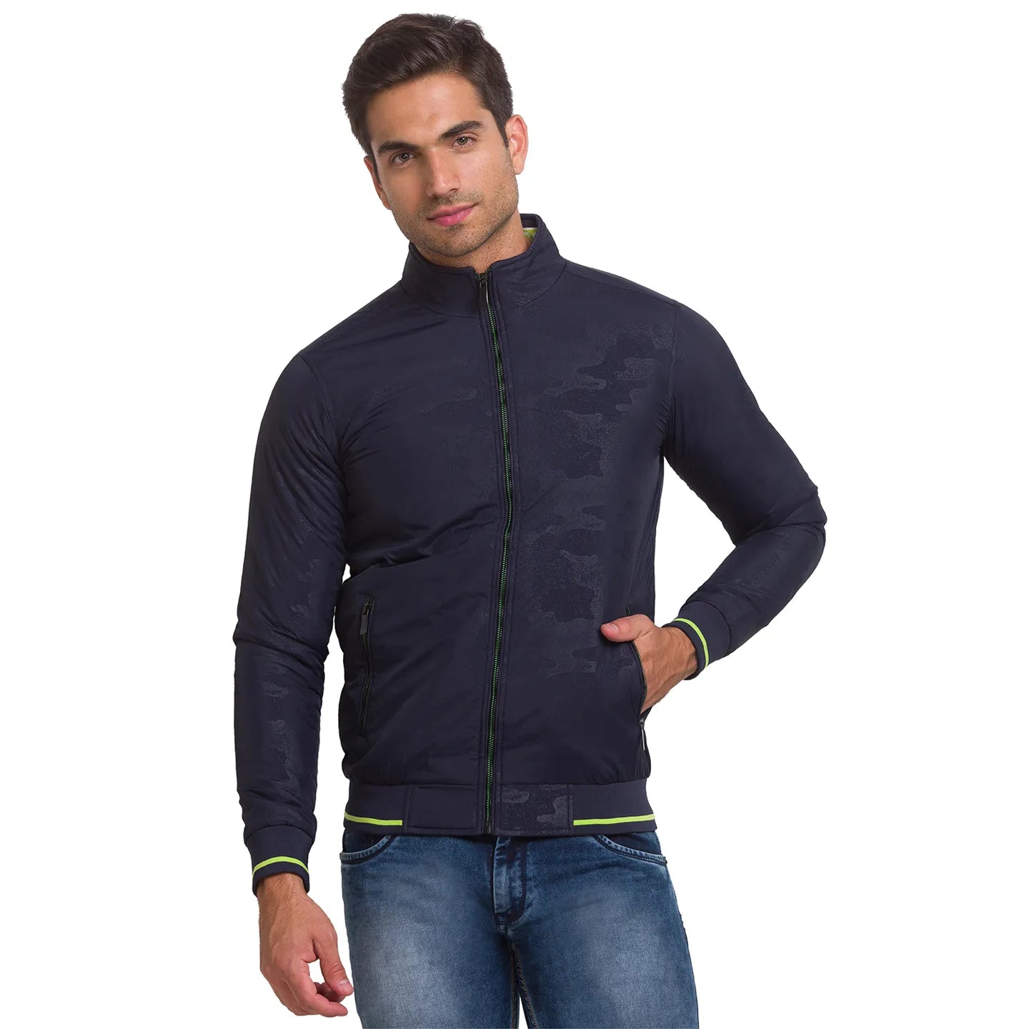 Being Human Clothing Men Regular Fit Collared Jackets-Navy