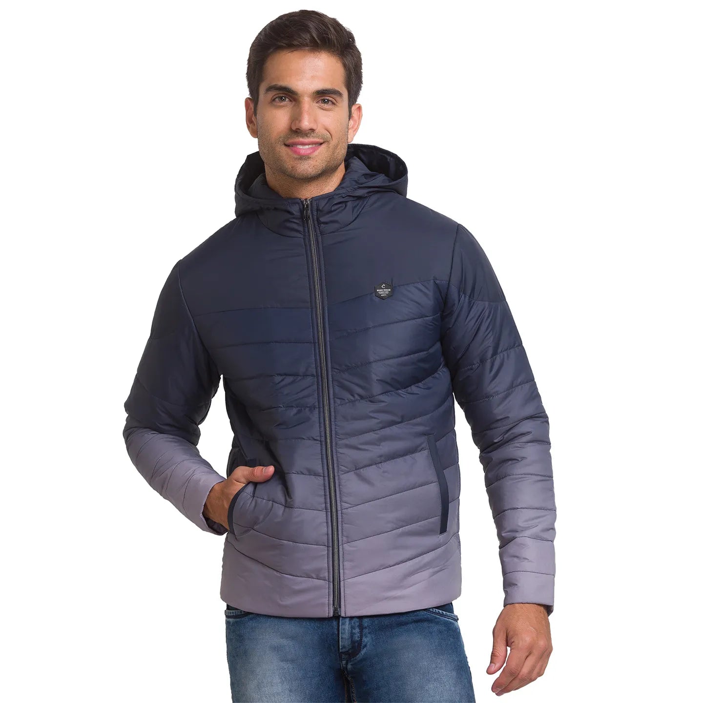 Blue Regular Fit Long Sleeves Polyester Men's Jacket by Being Human Clothing