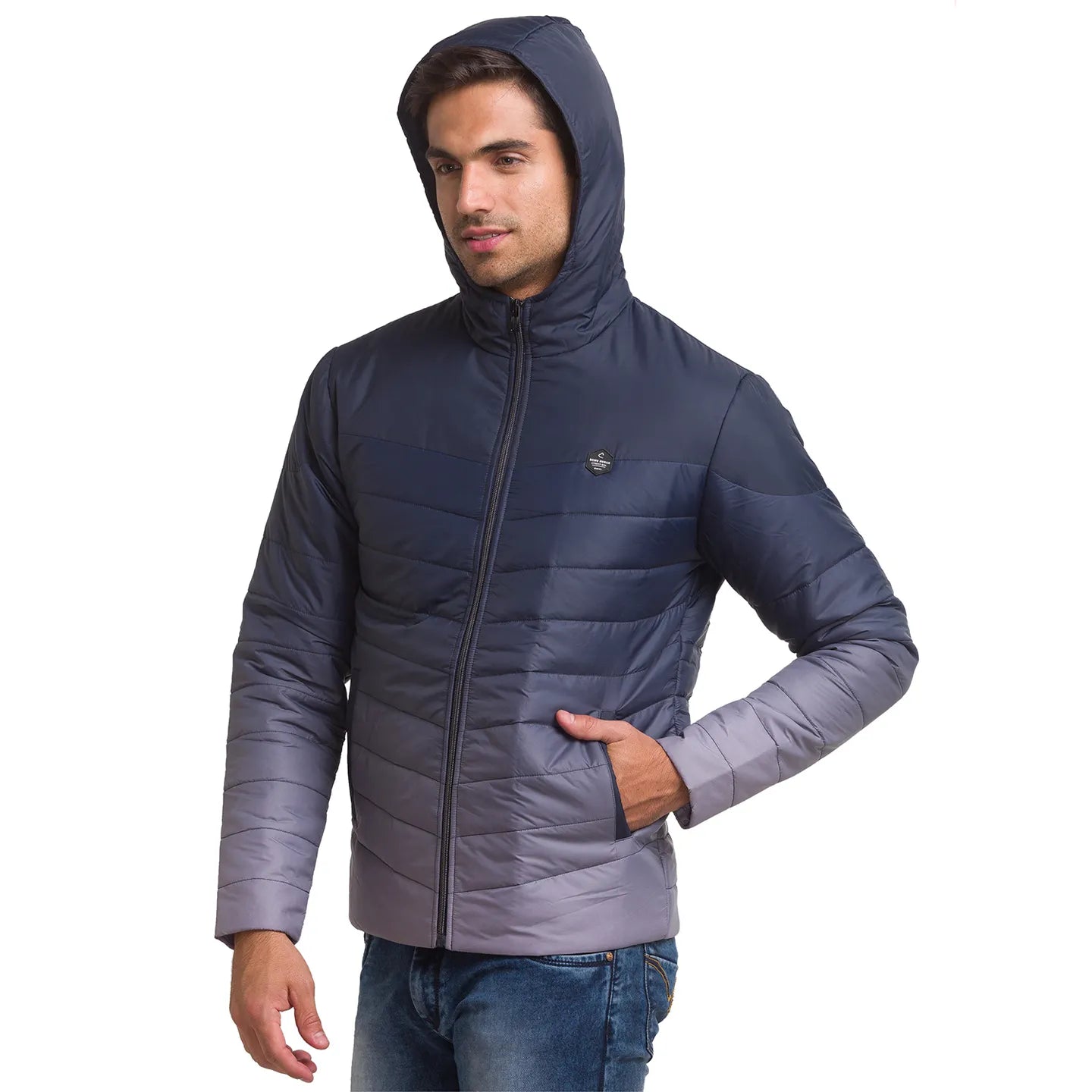 Blue Regular Fit Long Sleeves Polyester Men's Jacket by Being Human Clothing