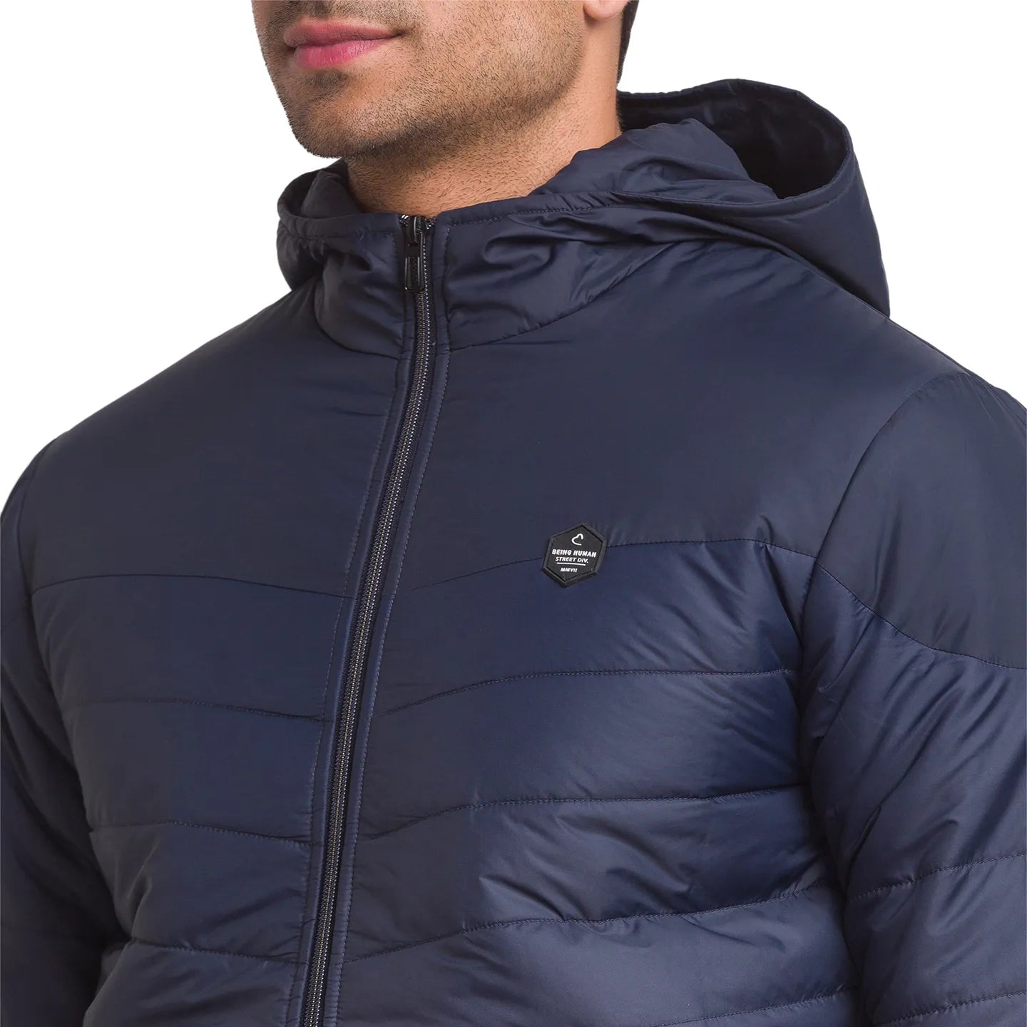 Blue Regular Fit Long Sleeves Polyester Men's Jacket by Being Human Clothing