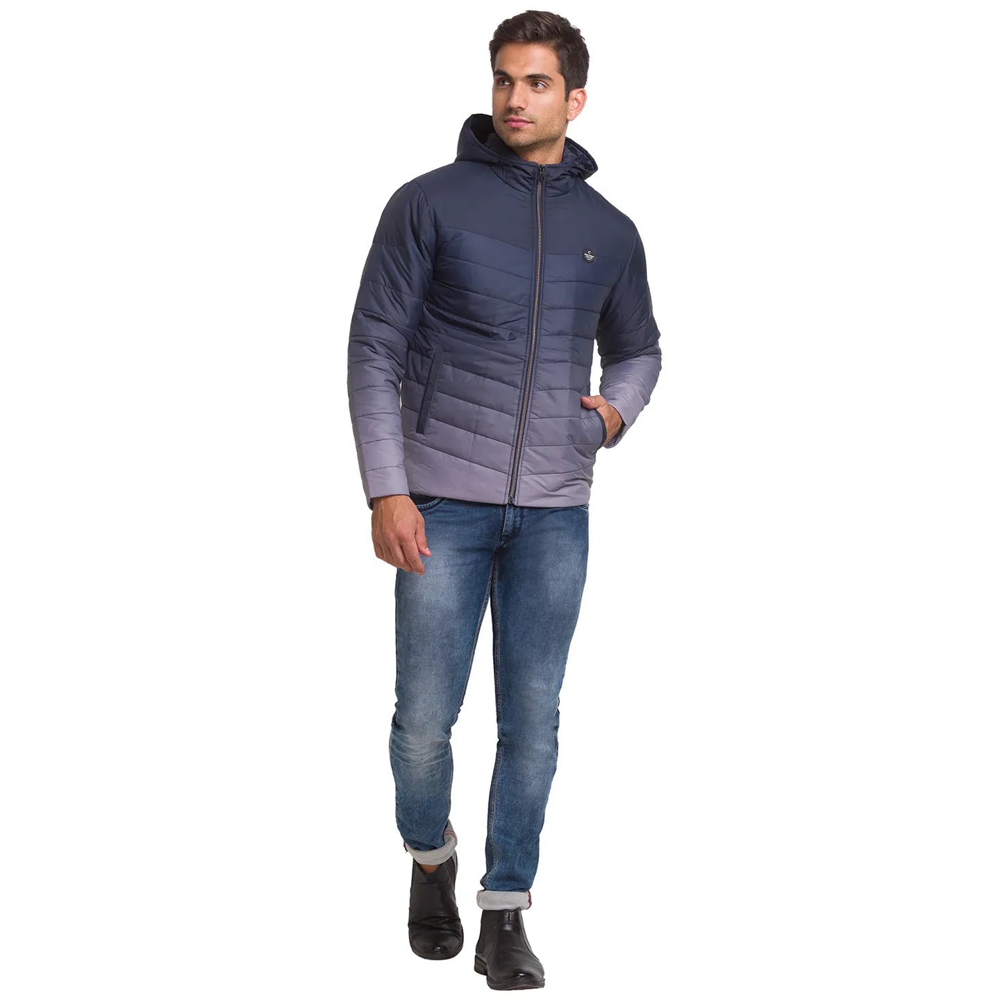 Blue Regular Fit Long Sleeves Polyester Men's Jacket by Being Human Clothing