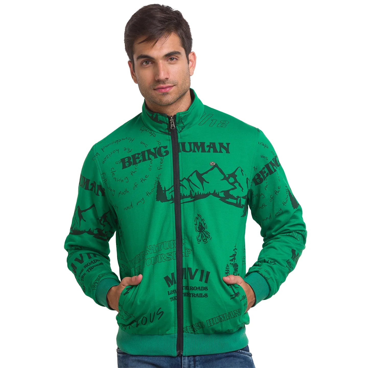 Black Regular Fit Men's Jacket by Being Human Clothing