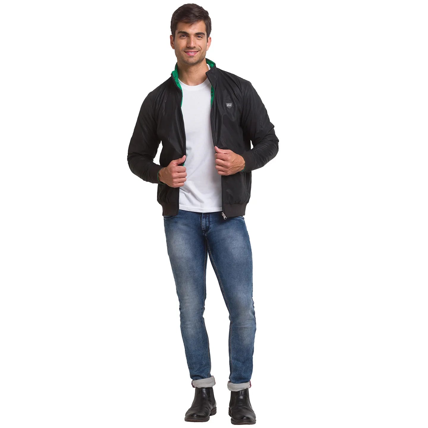 Black Regular Fit Men's Jacket by Being Human Clothing