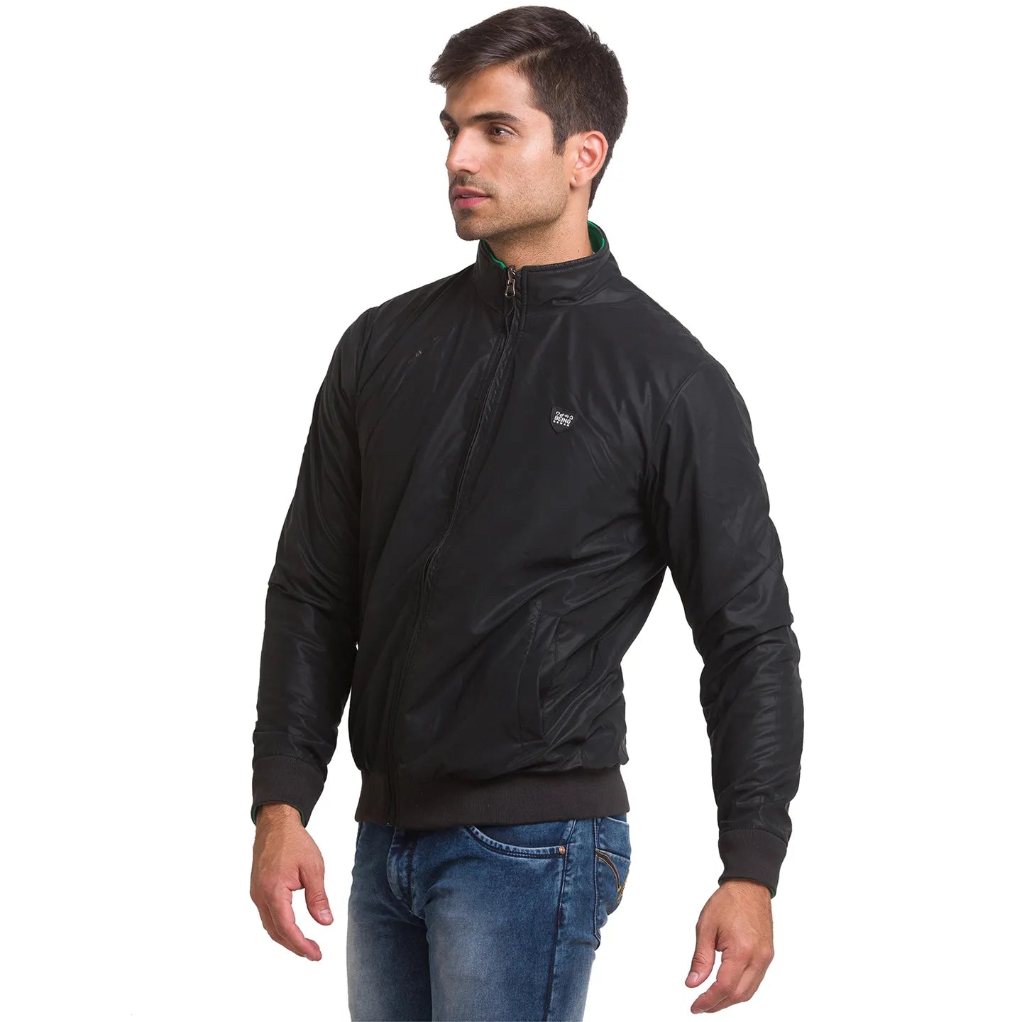 Black Regular Fit Men's Jacket by Being Human Clothing