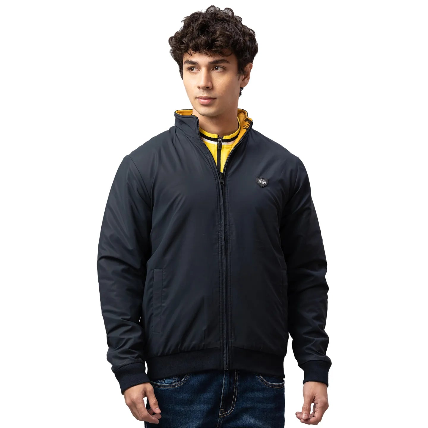 Blue Regular Fit Long Sleeves Polyester Men's Jacket by Being Human Clothing