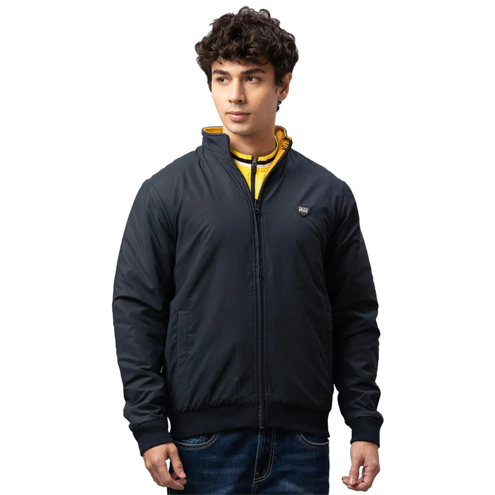 Blue Regular Fit Long Sleeves Polyester Men's Jacket