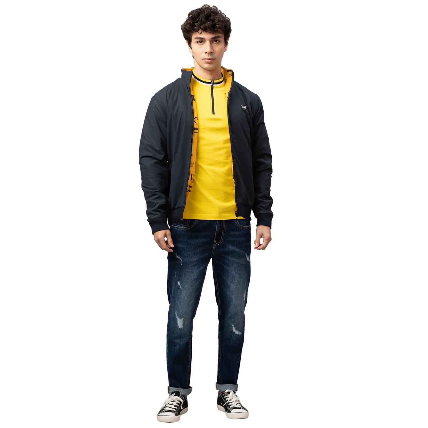 Blue Regular Fit Long Sleeves Polyester Men's Jacket by Being Human Clothing