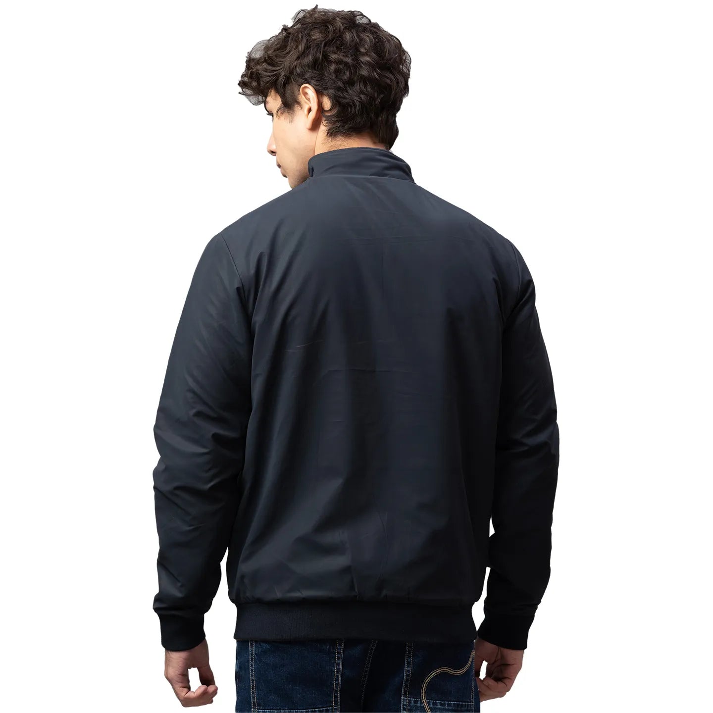 Blue Regular Fit Long Sleeves Polyester Men's Jacket by Being Human Clothing