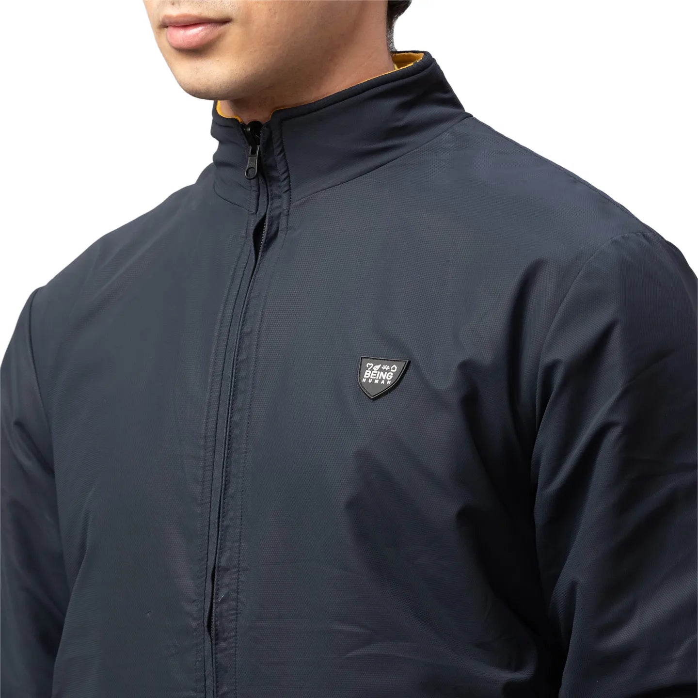 Blue Regular Fit Long Sleeves Polyester Men's Jacket by Being Human Clothing