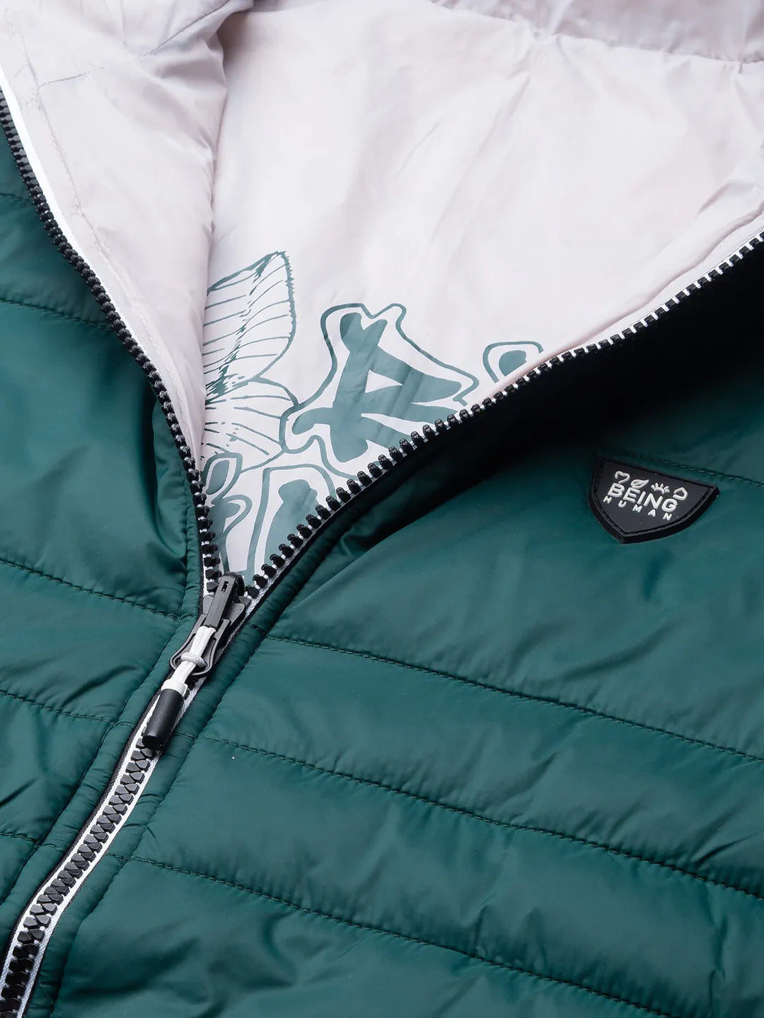 Green Regular Fit Long Sleeves Polyester Men's Jacket by Being Human Clothing