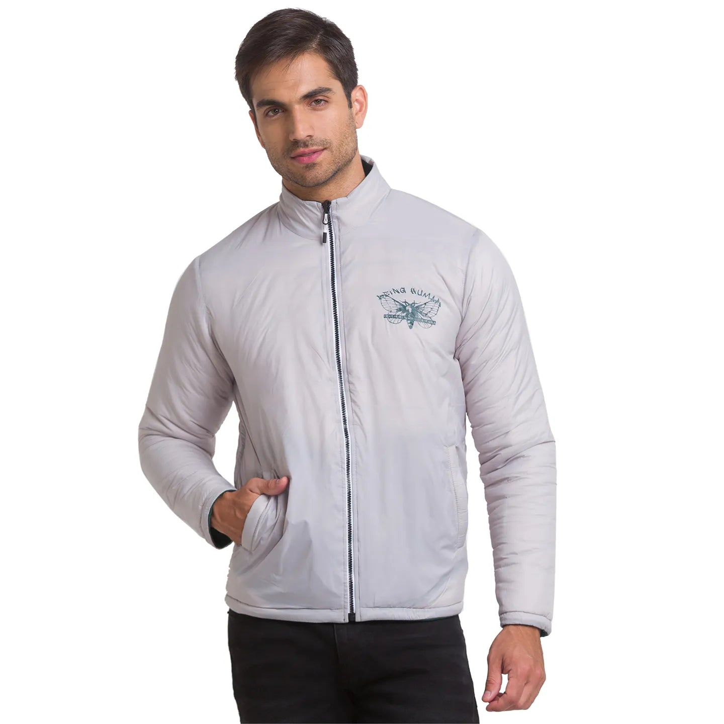 Green Regular Fit Long Sleeves Polyester Men's Jacket by Being Human Clothing