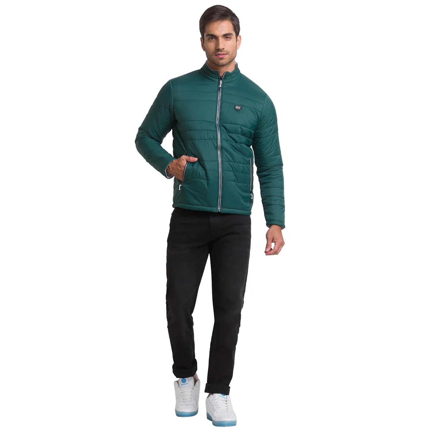 Green Regular Fit Long Sleeves Polyester Men's Jacket by Being Human Clothing