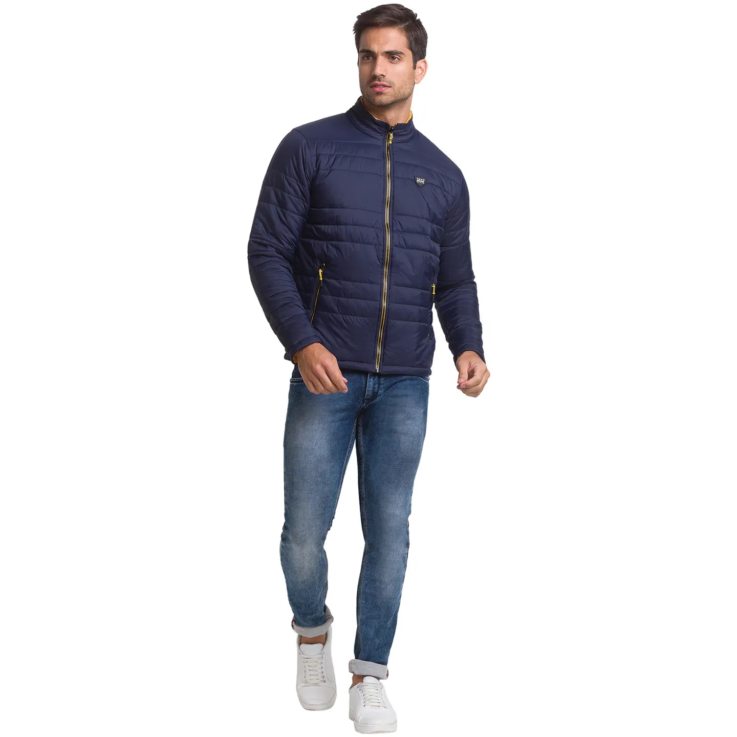 Blue Regular Fit Long Sleeves Polyester Men's Jacket by Being Human Clothing