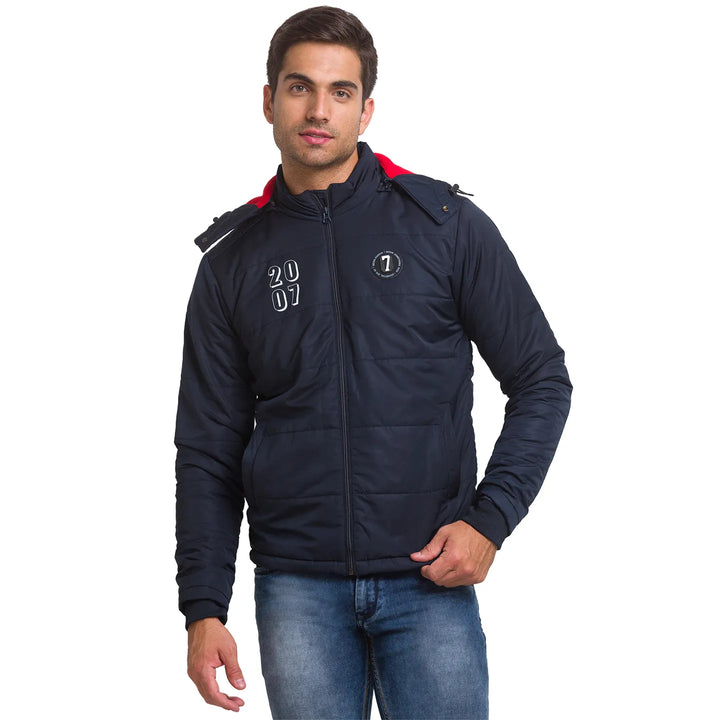 Blue Regular Fit Long Sleeves Polyester Men's Jacket