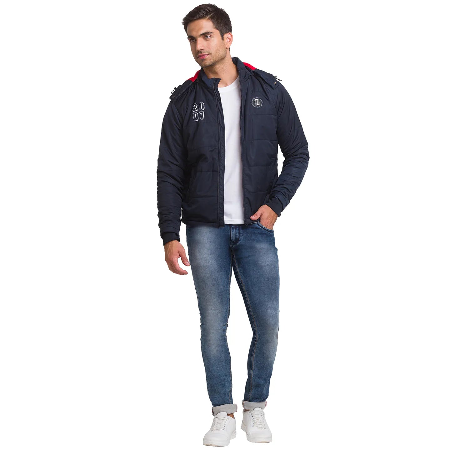 Blue Regular Fit Long Sleeves Polyester Men's Jacket by Being Human Clothing