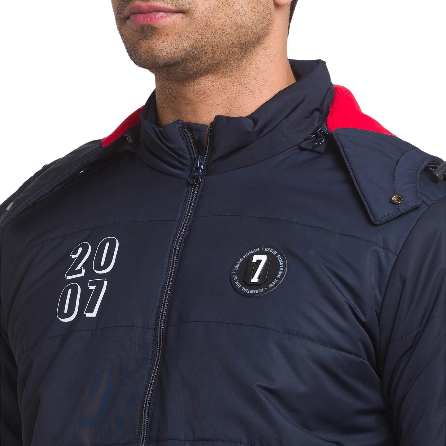 Blue Regular Fit Long Sleeves Polyester Men's Jacket by Being Human Clothing